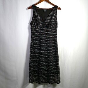 Womens Y2K Preppy Polka Dot Babydoll Midi Dress Size 10 Rockabilly Pinup Dainty
